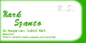 mark szanto business card